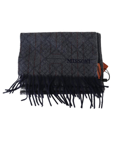 Missoni Cashmere Scarf with Pattern and Logo Embroidery One Size Men