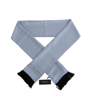 Dolce & Gabbana Blue Silk Polka Dot Fringed Scarf One Size Men