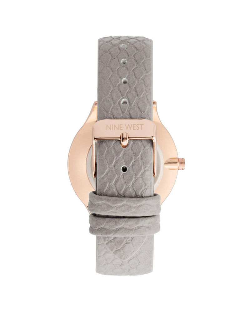 Rose Gold Analog Fashion Watch with Grey Leatherette Strap