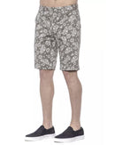 Patterned Fabric Bermuda Shorts with Hook and Zip Closure W50 US Men