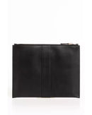 Black Calfskin Pocket Clutch Bag with Logo Detailing One Size Men