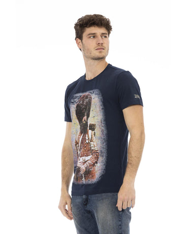 Round Neck Short Sleeve T-Shirt with Front Print XL Men