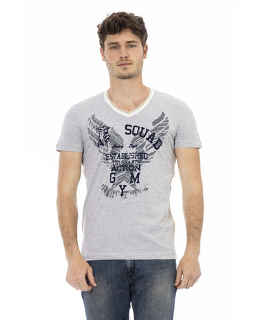 Front Print V-Neck T-Shirt XL Men