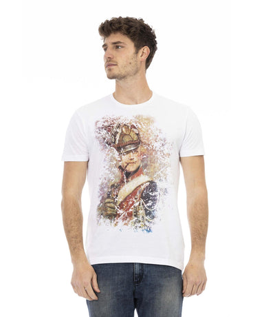 Short Sleeve T-shirt with Round Neck and Front Print XL Men