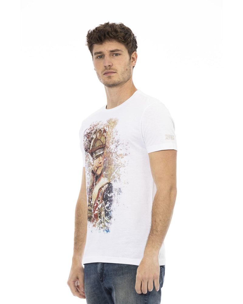 Short Sleeve T-shirt with Round Neck and Front Print XL Men