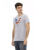 Short Sleeve Round Neck T-shirt with Front Print L Men