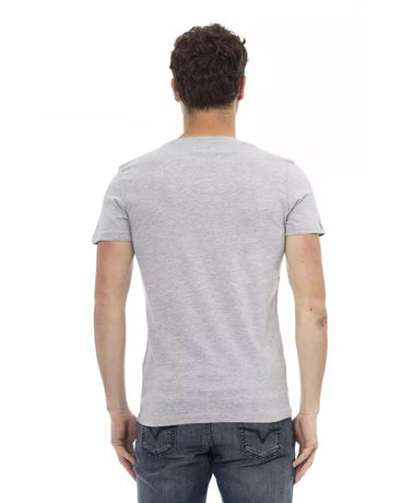 Short Sleeve Round Neck T-shirt with Front Print L Men