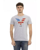 Short Sleeve Round Neck T-shirt with Front Print 2XL Men