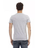 Short Sleeve Round Neck T-shirt with Front Print 2XL Men