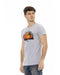 Short Sleeve T-shirt with Round Neck and Front Print L Men