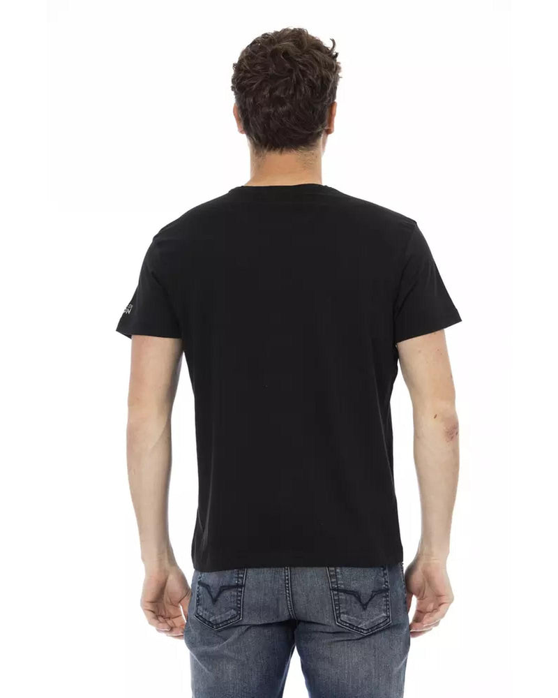 Short Sleeve Round Neck T-shirt with Front Print M Men