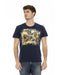 Short Sleeve T-shirt with Round Neck and Front Print 3XL Men