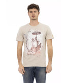 Front Print Short Sleeve T-shirt with Round Neck XL Men