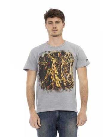 Short Sleeve T-shirt with Round Neck and Front Print 3XL Men