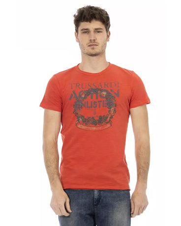 Front Print Short Sleeve T-Shirt with Round Neck L Men