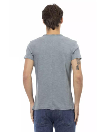 Short Sleeve T-shirt with Round Neck and Chest Pocket Print L Men