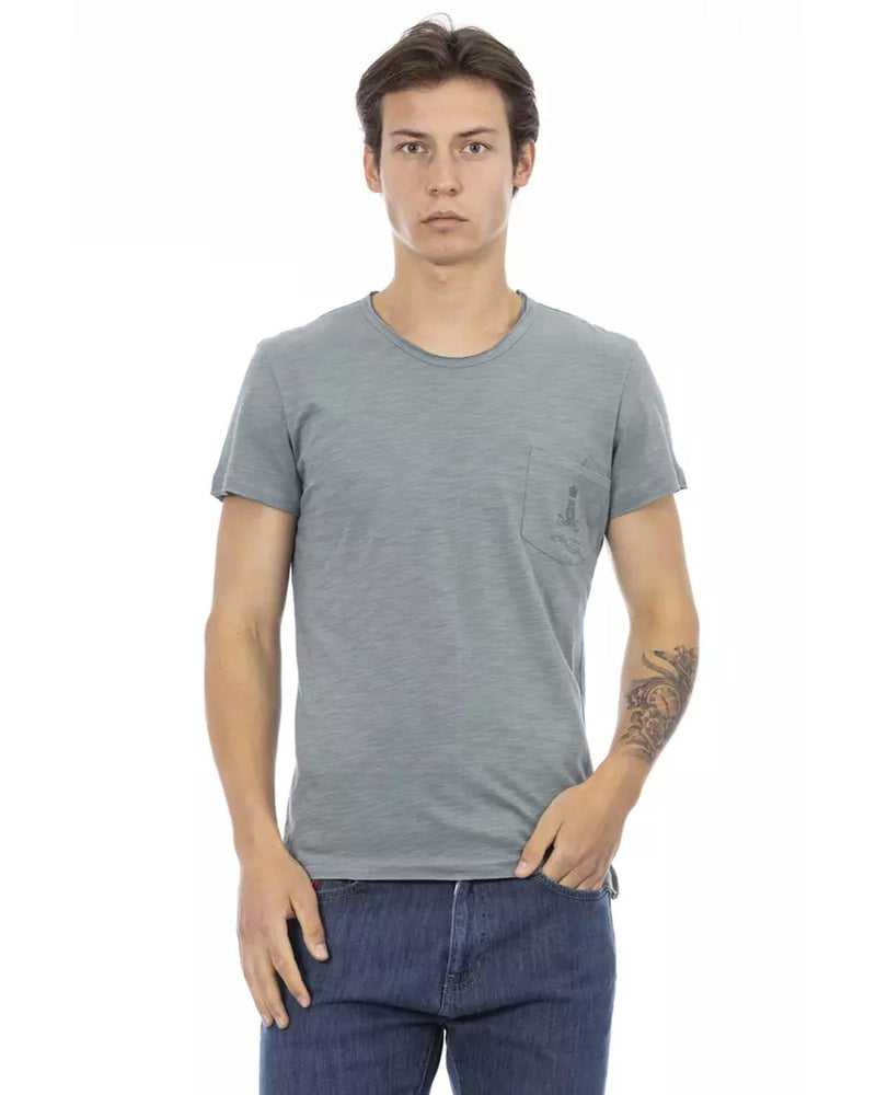 Short Sleeve T-shirt with Round Neck and Chest Pocket Print 2XL Men