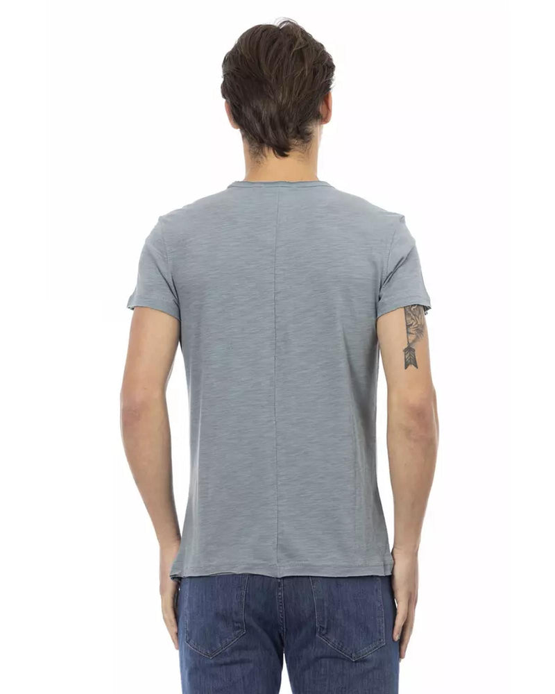 Short Sleeve T-shirt with Round Neck and Chest Pocket Print 2XL Men