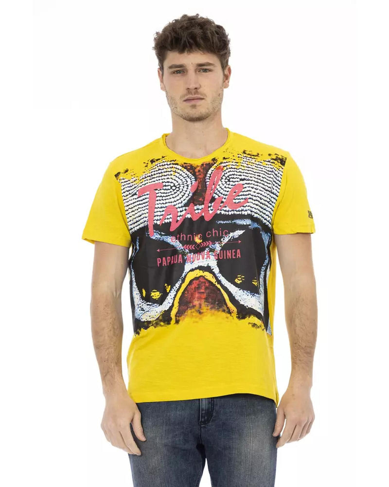 Front Print Short Sleeve T-shirt with Round Neck L Men