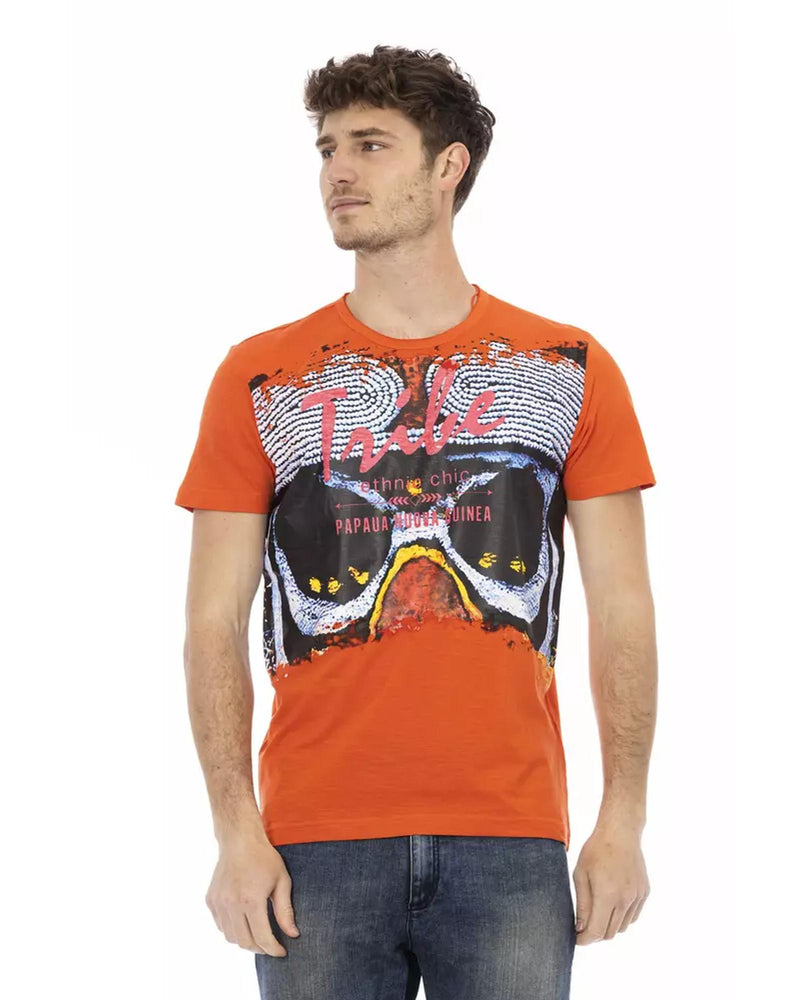 Short Sleeve Round Neck T-shirt with Front Print L Men