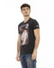 Short Sleeve T-shirt with Round Neck and Front Print 3XL Men