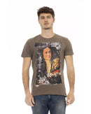 Printed Short Sleeve T-shirt with Round Neck 3XL Men