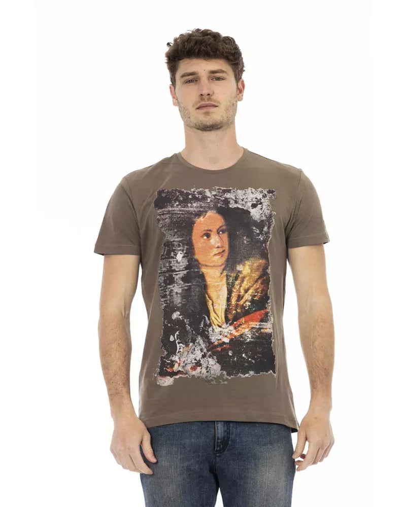 Printed Short Sleeve T-shirt with Round Neck 3XL Men