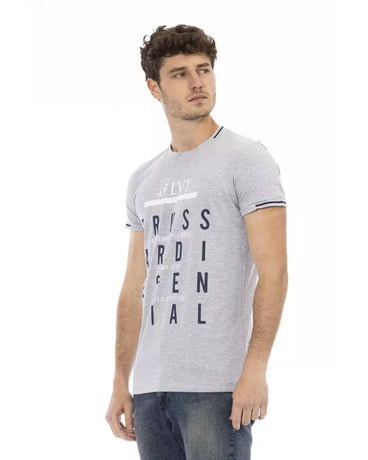 Short Sleeve Round Neck T-shirt with Front Print L Men