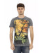 Short Sleeve T-Shirt with Round Neck and Front Print L Men