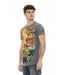 Short Sleeve T-Shirt with Round Neck and Front Print L Men