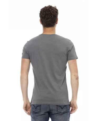 Short Sleeve T-Shirt with Round Neck and Front Print S Men