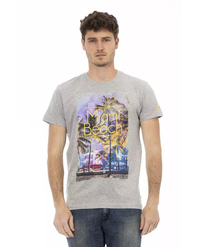 Short Sleeve T-shirt with Round Neck and Front Print 3XL Men