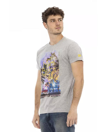 Short Sleeve T-shirt with Round Neck and Front Print S Men