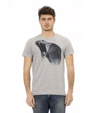 Short Sleeve T-shirt with Round Neck - Front Print 3XL Men