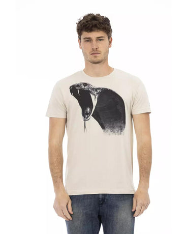 Short Sleeve T-shirt with Round Neck - Front Print L Men