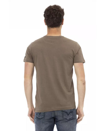 Short Sleeve Round Neck T-shirt with Front Print 3XL Men