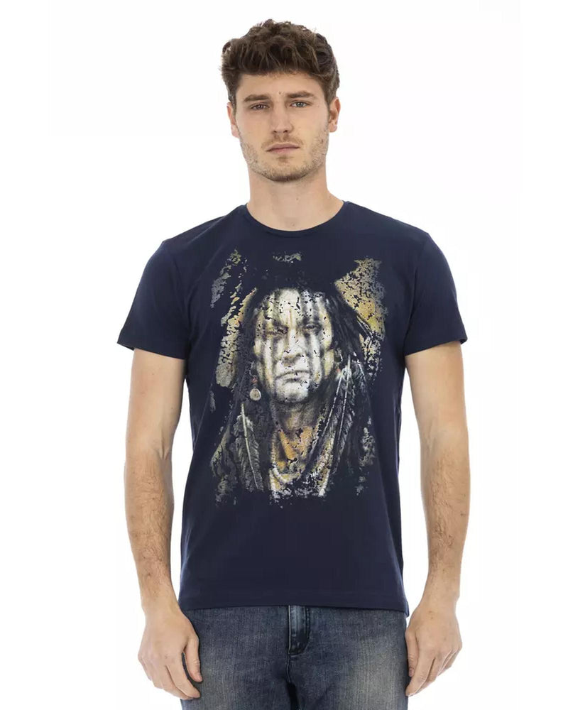 Short Sleeve T-shirt with Round Neck and Front Print L Men