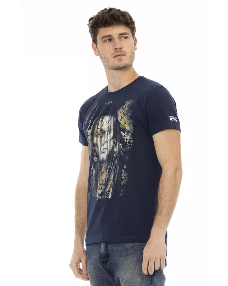 Short Sleeve T-shirt with Round Neck and Front Print L Men