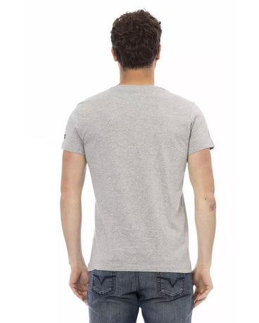 Short Sleeve T-shirt with Round Neck and Front Print L Men