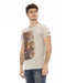 Round Neck Short Sleeve T-shirt with Front Print 3XL Men