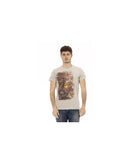 Round Neck Short Sleeve T-shirt with Front Print 2XL Men