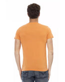 V-Neck Short Sleeve T-shirt with Front Print L Men