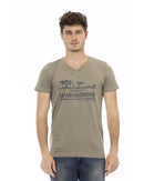 Short Sleeve V-Neck T-Shirt with Front Print XL Men