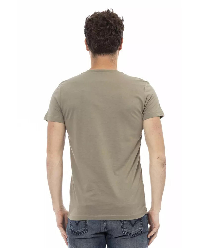 Short Sleeve V-Neck T-Shirt with Front Print XL Men