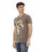 Short Sleeve V-Neck T-shirt with Front Print