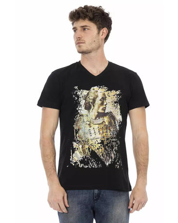 Short Sleeve V-Neck T-shirt with Front Print M Men