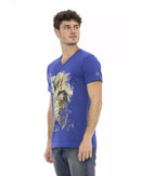 Short Sleeve V-Neck T-shirt with Front Print