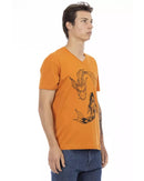 Short Sleeve V-Neck T-Shirt with Front Print 2XL Men