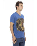 Short Sleeve T-shirt with V-neck and Front Print 3XL Men