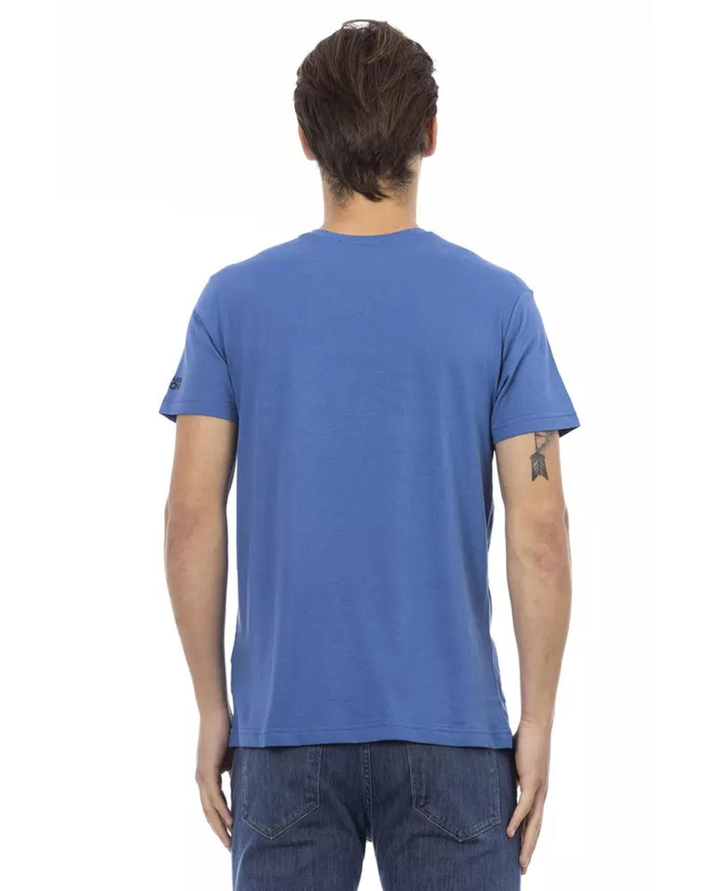 Short Sleeve T-shirt with V-neck and Front Print XL Men